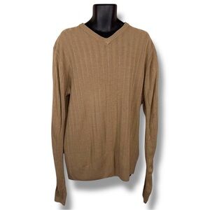 XLT Vintage 90s Harbor Bay Beige Brown Ribbed Long Sleeve Sweater Knit Neutral